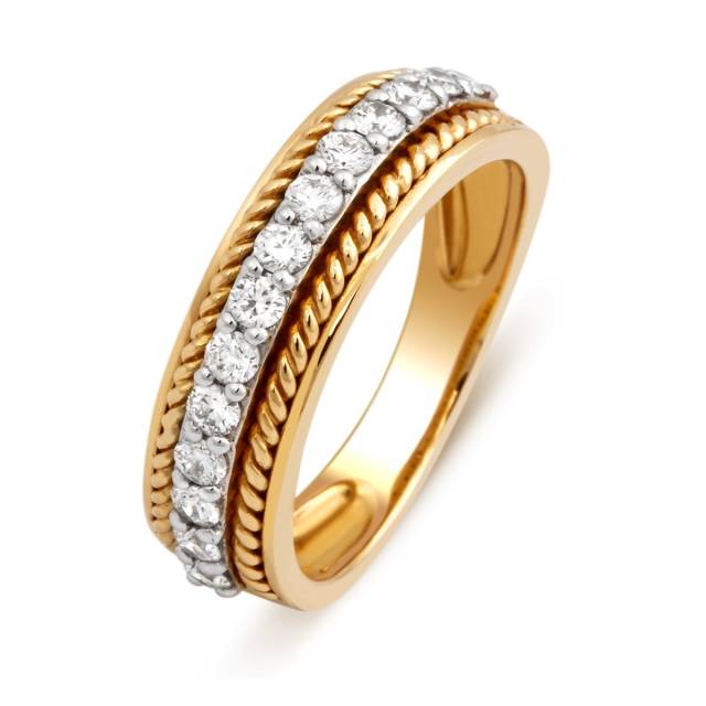 Кольцо с бриллиантами из желтого золота (007973)
