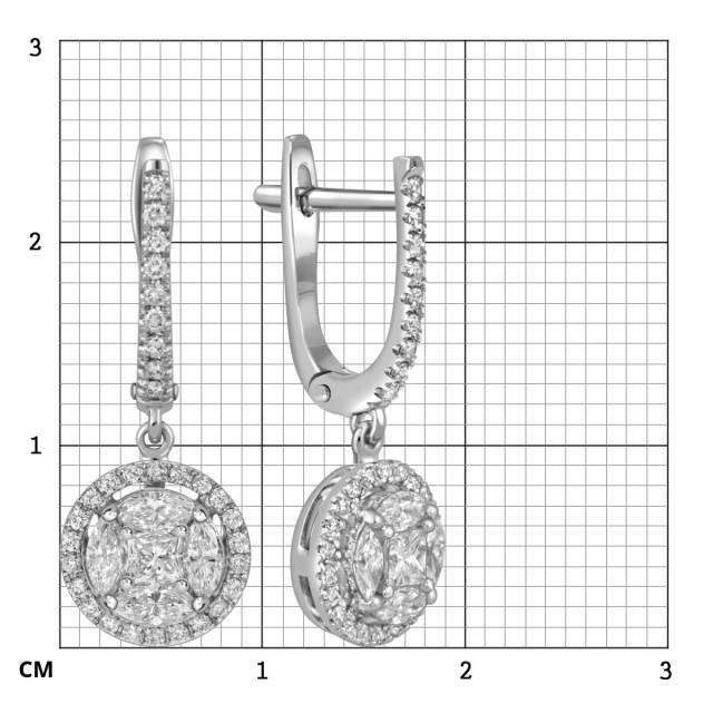 Серьги из белого золота с бриллиантами  (055547)