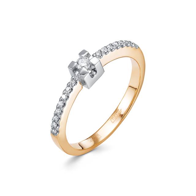 Помолвочное кольцо из комбинированного золота с бриллиантами (043058)