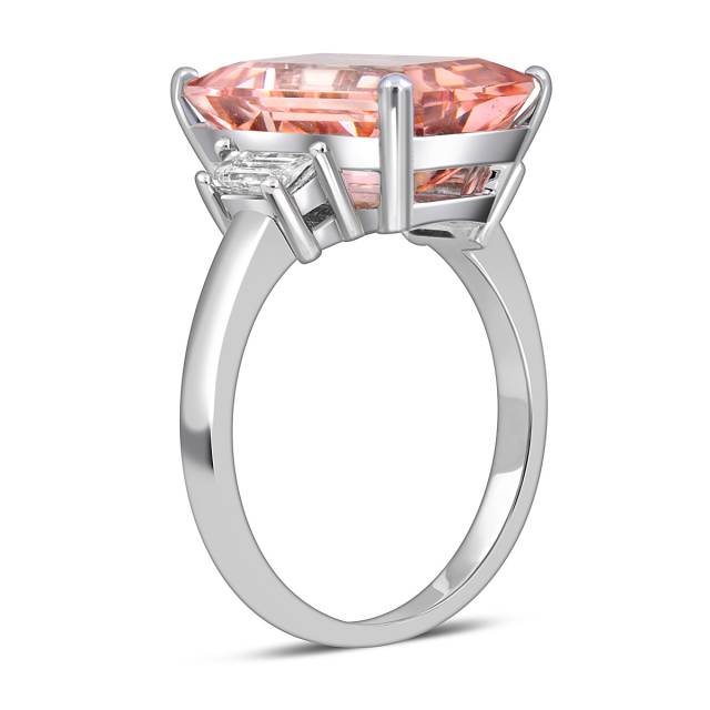 Кольцо из белого золота с бриллиантами и розовым турмалином (054508)