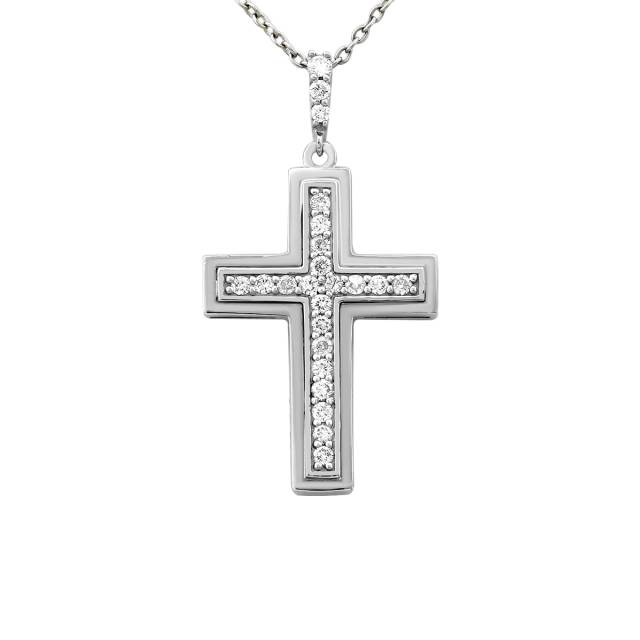 Колье Крест из белого золота с бриллиантами (027551)