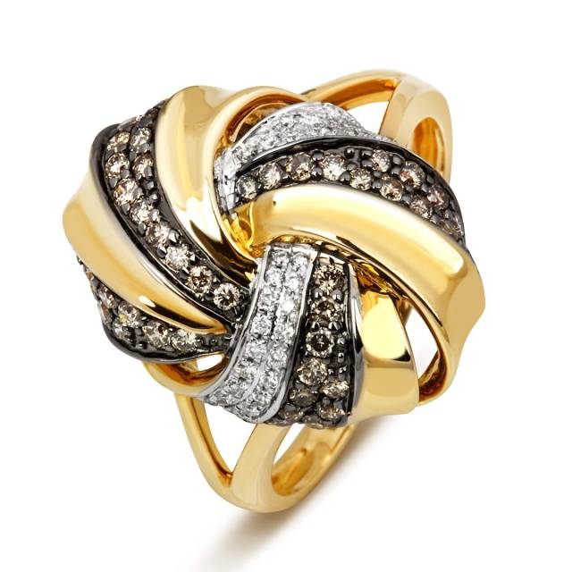 Кольцо из желтого золота с бриллиантами (012858)
