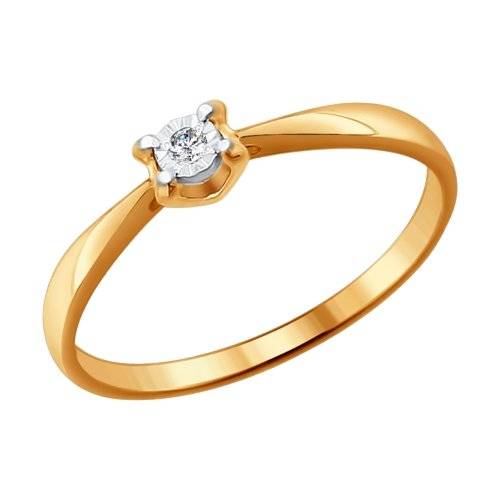 Помолвочное кольцо из красного золота с бриллиантом (036309)