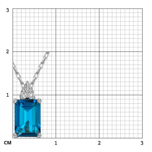 Колье из белого золота с бриллиантами и лондон топазом (059395)