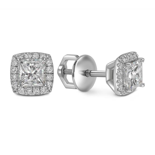 Серьги пусеты из белого золота с бриллиантами (062832)