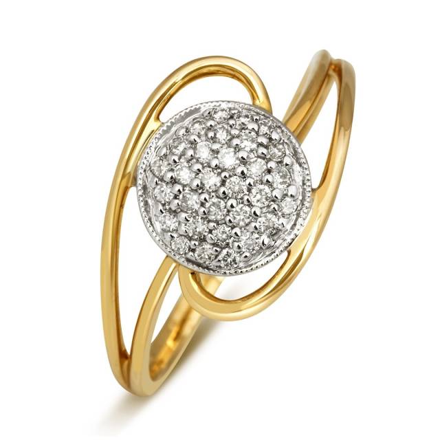 Кольцо из желтого золота с бриллиантами (001157)
