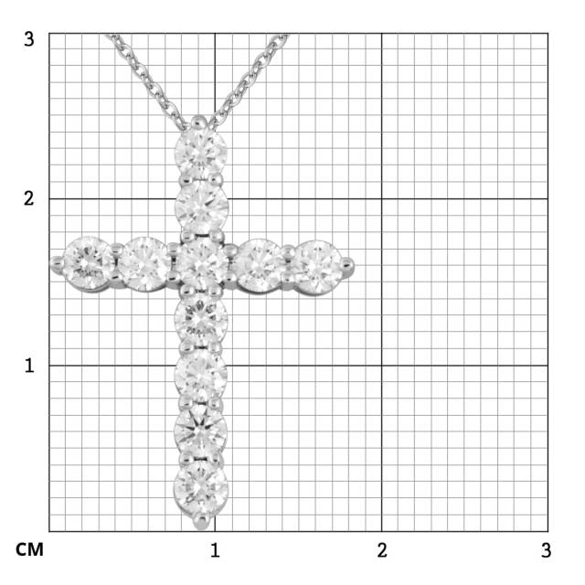 Колье крест из белого золота с бриллиантами (049777)