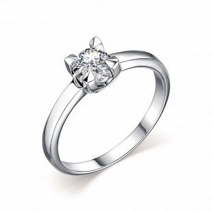 Помолвочное кольцо из белого золота с бриллиантом (047608)