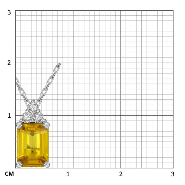 Колье из белого золота с бриллиантами и жёлтым сапфиром (055723)