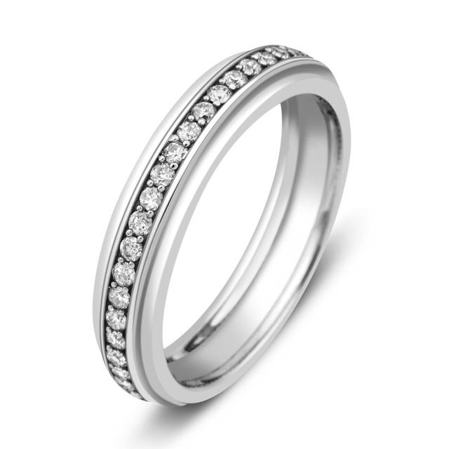 Обручальное кольцо из белого золота с бриллиантом (012664)