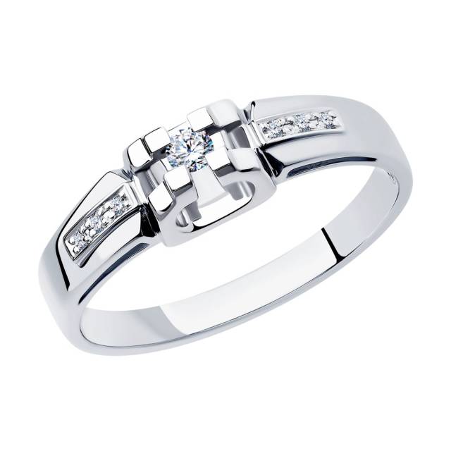 Помолвочное кольцо из белого золота с бриллиантами (046415)