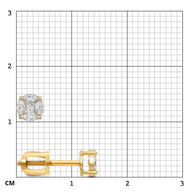 Серьги пусеты из жёлтого золота с бриллиантами (048463)