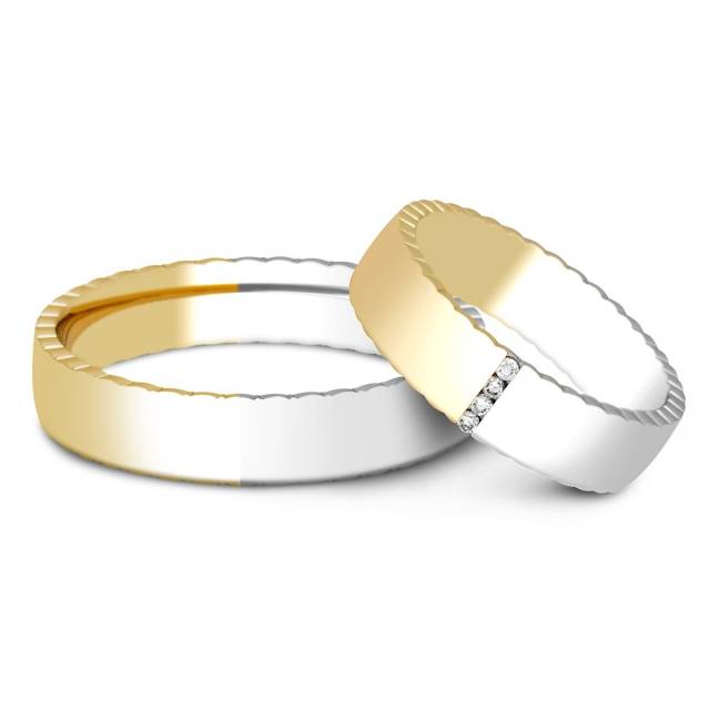 Обручальное кольцо из комбинированного золота с бриллиантами из золота Tiamo (014946)