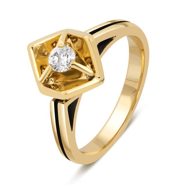 Кольцо из жёлтого золота с бриллиантом (048085)