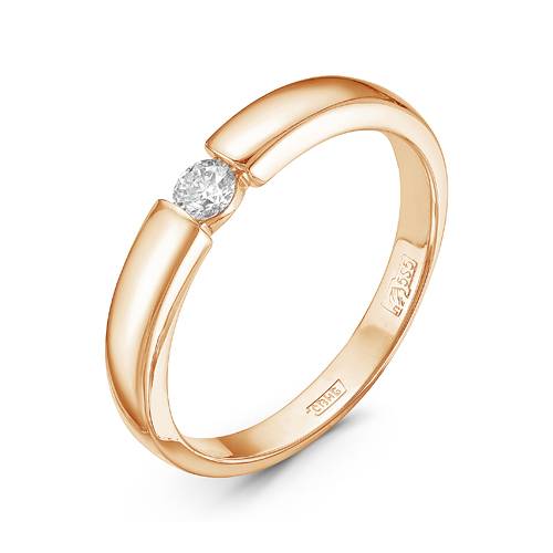 Помолвочное кольцо из красного золота с бриллиантом (052788)
