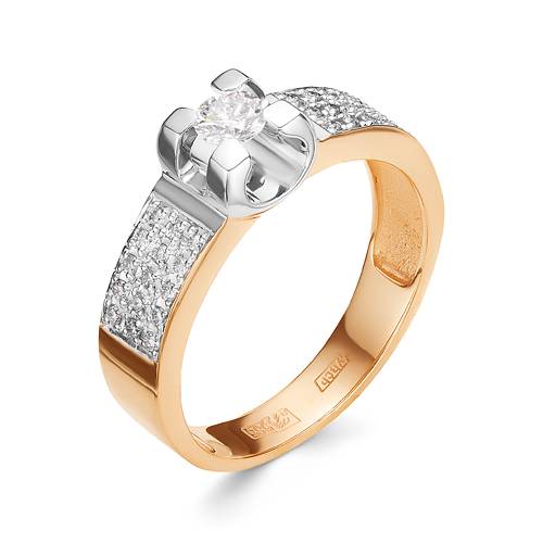 Помолвочное кольцо из комбинированного золота с бриллиантами (049615)