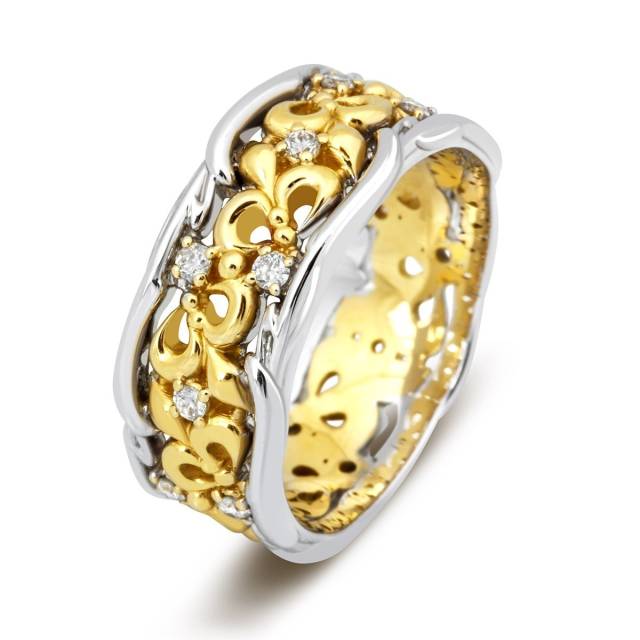 Обручальное кольцо из комбинированного золота с бриллиантами (023976)