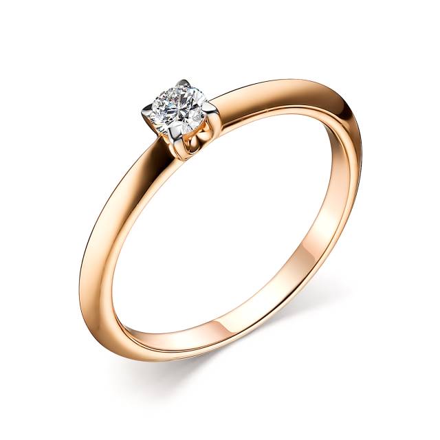 Помолвочное кольцо из красного золота с бриллиантом (048328)