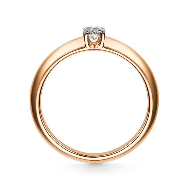 Помолвочное кольцо из красного золота с бриллиантом (048328)