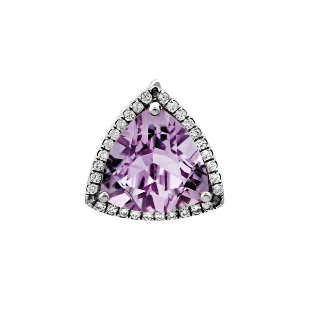 Кулон из белого золота с бриллиантами и аметистом (063602)