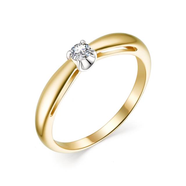 Помолвочное кольцо из комбинированного золота с бриллиантом (042039)