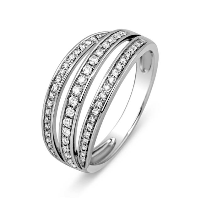 Кольцо с бриллиантами из белого золота (013666)