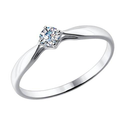 Помолвочное кольцо из белого золота с бриллиантом (027047)