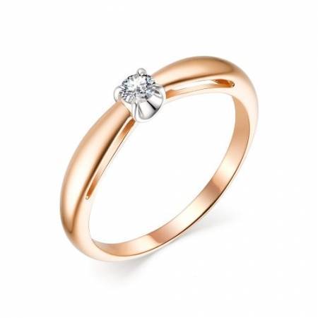 Помолвочное кольцо из комбинированного золота с бриллиантом (041386)
