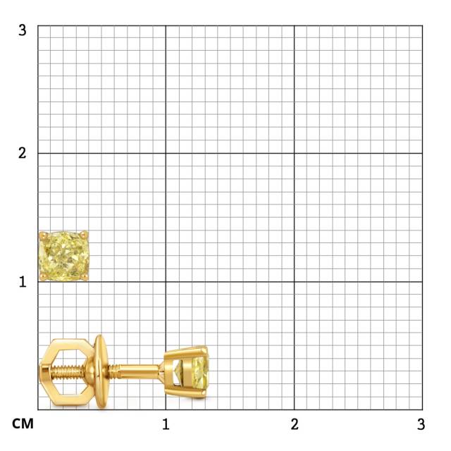 Серьги пусеты из жёлтого золота с жёлтыми бриллиантами (059696)