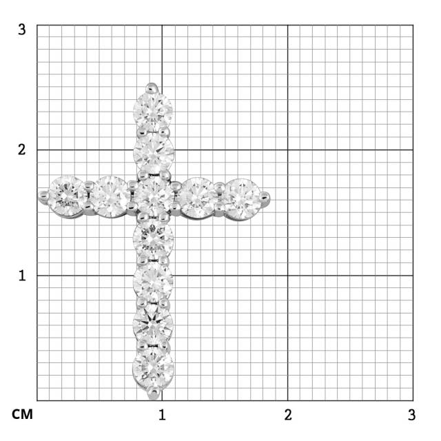 Кулон крест из белого золота с бриллиантами (059453)