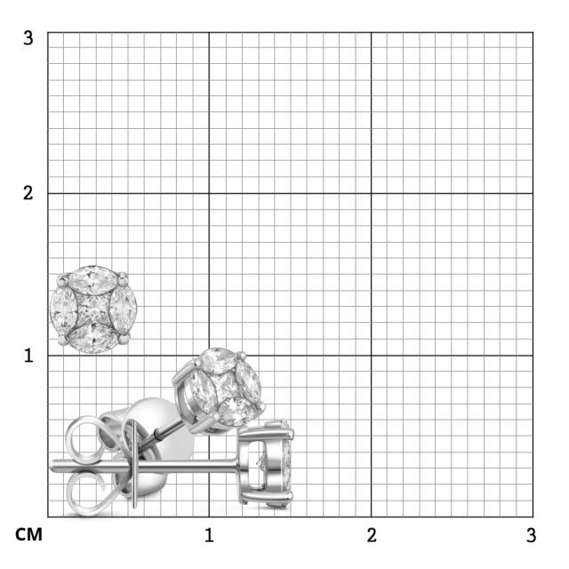 Серьги пусеты из белого золота с бриллиантами (043959)