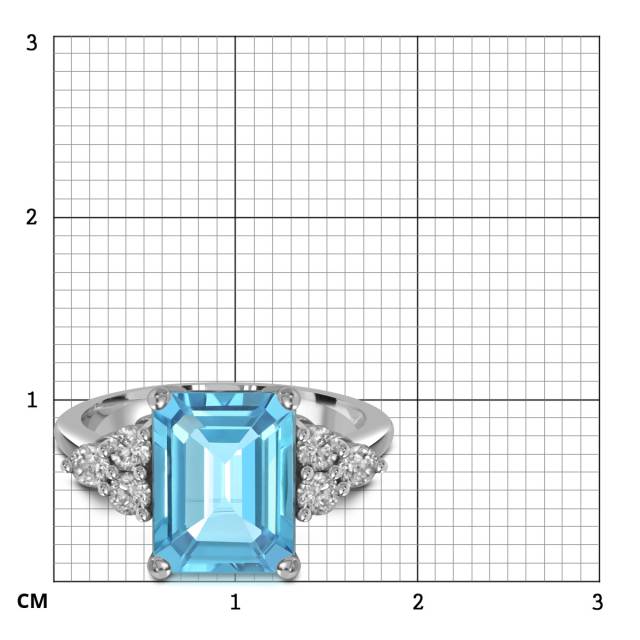 Кольцо из белого золота с бриллиантами и аквамарином (055556)