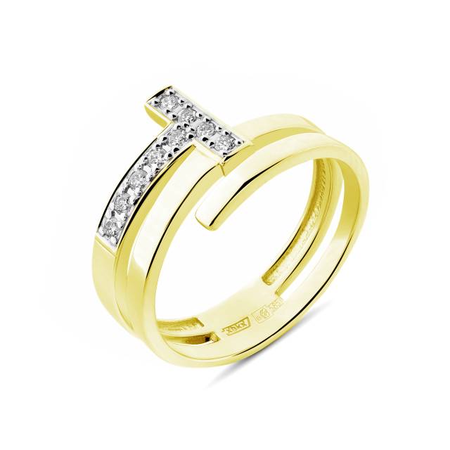 Кольцо из жёлтого золота с бриллиантами (056161)