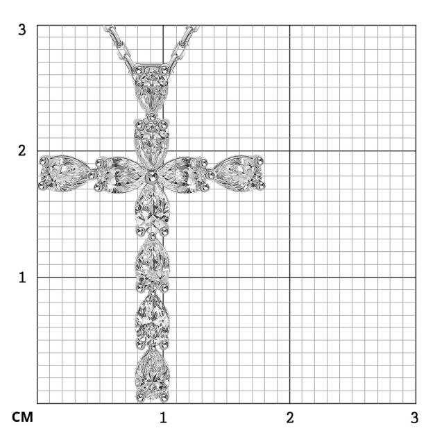 Колье крест из белого золота с бриллиантами (063683)