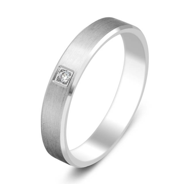 Обручальное кольцо из белого золота с бриллиантом (010484)
