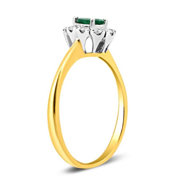 Кольцо из жёлтого золота с бриллиантами и изумрудом (018628)