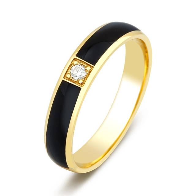 Обручальное кольцо с бриллиантом и эмалью Родос (009910)