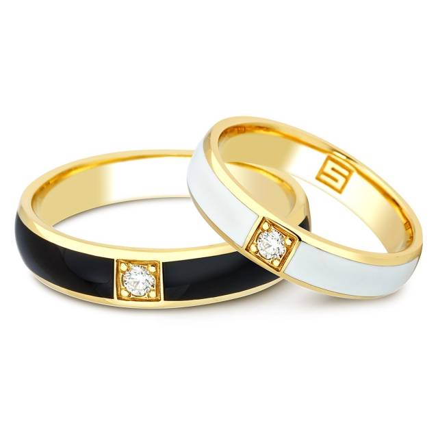 Обручальное кольцо с бриллиантом и эмалью Родос (009910)