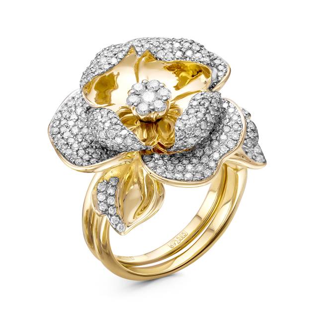 Кольцо из жёлтого золота с бриллиантами (050495)