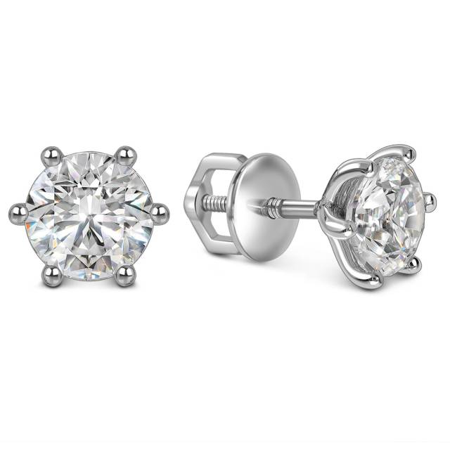 Серьги пусеты из белого золота с бриллиантами (063598)