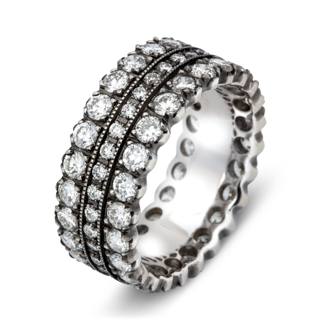 Обручальное кольцо из белого золота с бриллиантами (003886)