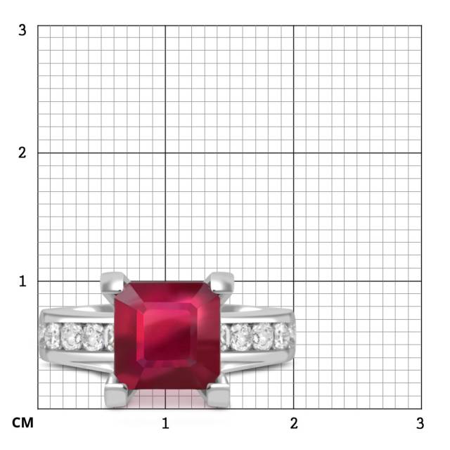 Кольцо из белого золота с бриллиантами и рубином (047623)