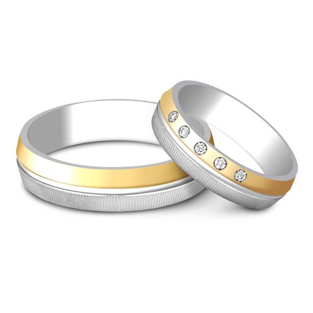 Обручальное кольцо из комбинированного золота с бриллиантами Tiamo (014954)