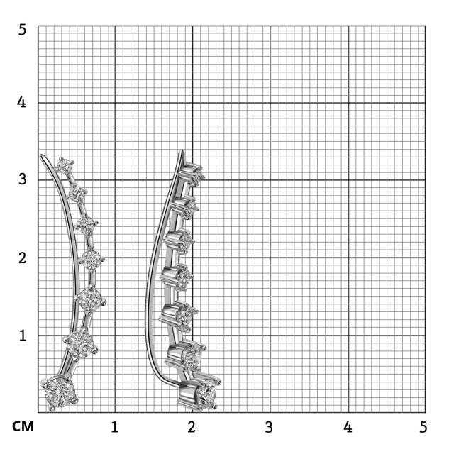 Серьги каффы из белого золота с бриллиантами (063656)