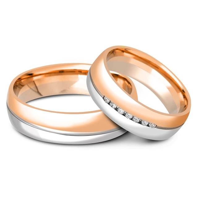 Обручальное кольцо из комбинированного золота с бриллиантами (010895)