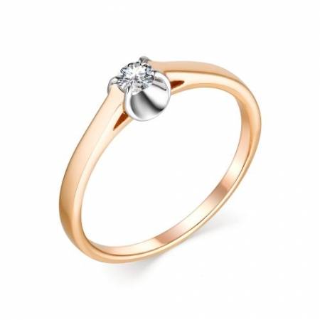 Помолвочное кольцо из комбинированного золота с бриллиантом (041382)
