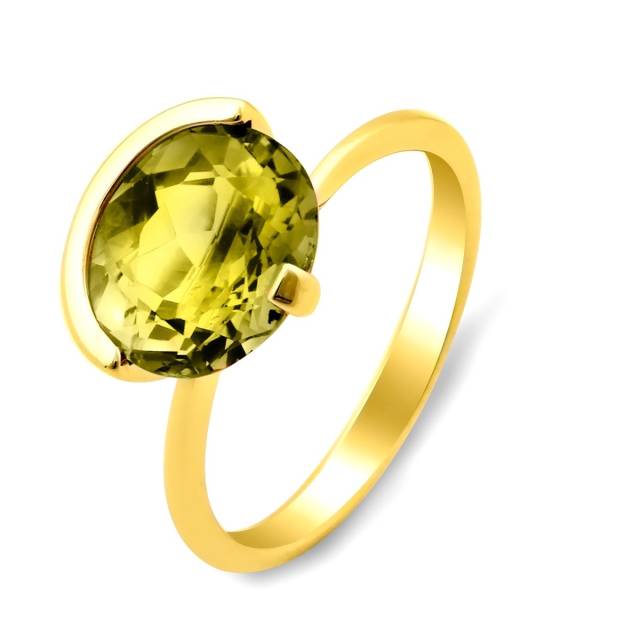 Кольцо из желтого золота с хризолитом (028563)
