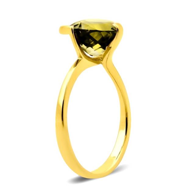 Кольцо из желтого золота с хризолитом (028563)