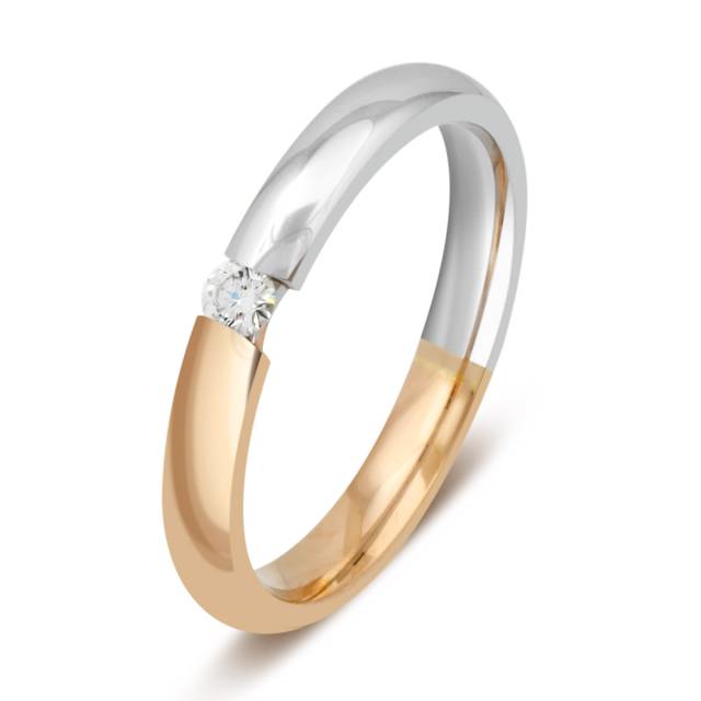 Обручальное кольцо из комбинированного золота с бриллиантом (029079)
