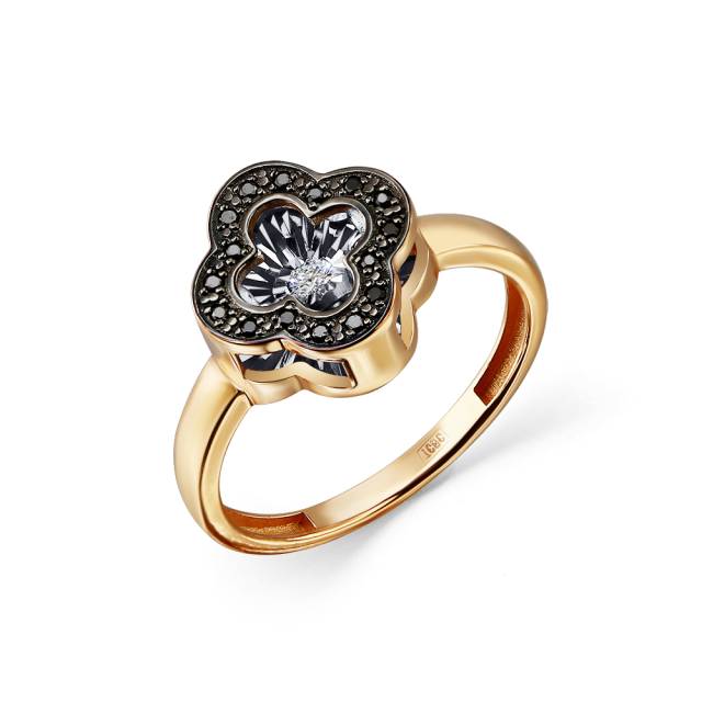 Кольцо из красного золота с бриллиантами (058900)